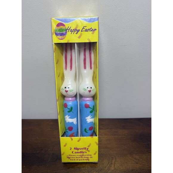 Other - NIB Happy Easter Bunny 3D Etched Taper Candles 10" Set Of 2 Collectible Decor